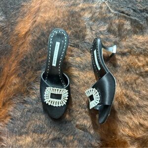 Manolo Blahnik Black Satin heels